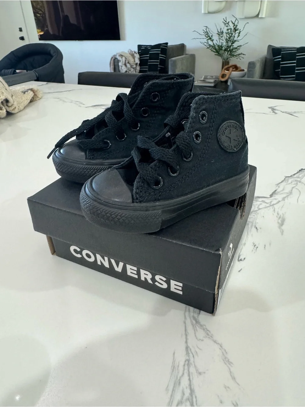 Converse Kids Black High Top Sneakers - All Black Chuck Patch